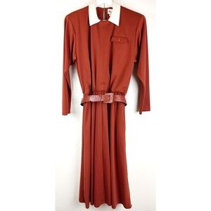 Vintage 80's Dress Womens 8 Shoulder Pads Blake Elizabeth A-Line Belted Workwear
